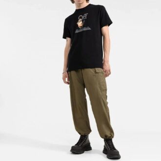 FW21 Funny Logo Printing Round Neck Short Sleeve Ordinary Version Black