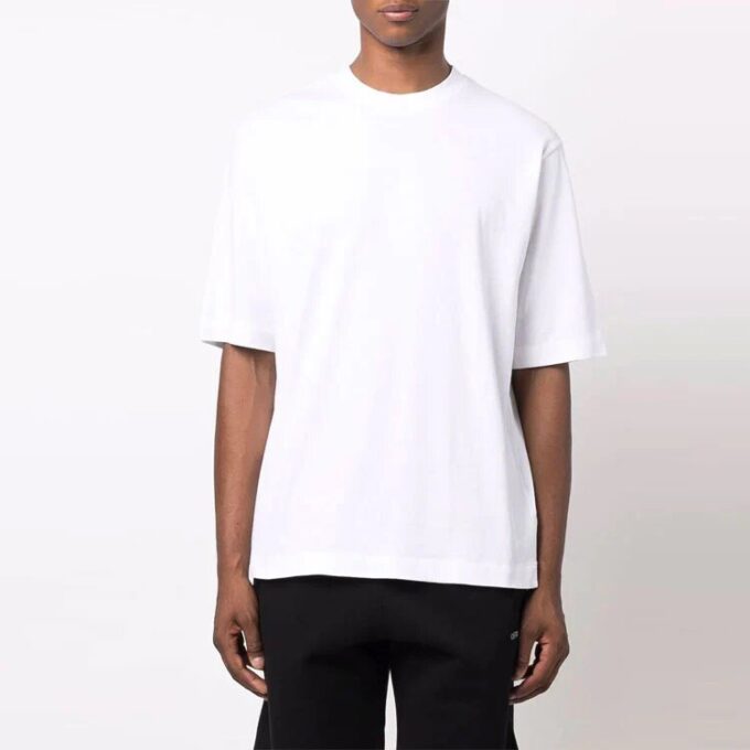 FW21 Geometry Pattern Round Neck Short Sleeve Slim Fit Version White