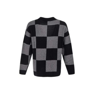 FW21 Grid Long Sleeves V neck Cardigan Ordinary Version Black