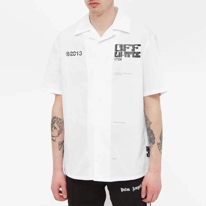 FW21 Large Arrow Printing Pattern Casual Shirt Loose Fit White