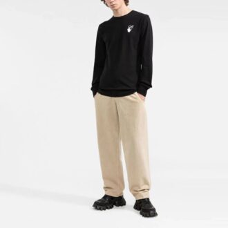 FW21 Logo Arrow Pattern Round Neck Long Sleeves Black