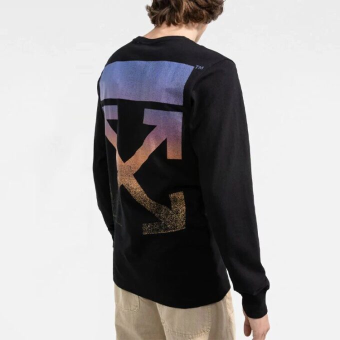 FW21 Logo Arrow Pattern Round Neck Long Sleeves Black