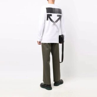 FW21 Logo Arrow Pattern Round Neck Pullover Ordinary Version White