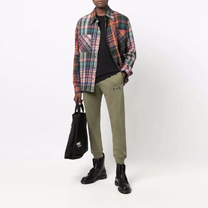 FW21 Logo Elastic Waistband Straight Sports Long Pants Ordinary Version Dark Green