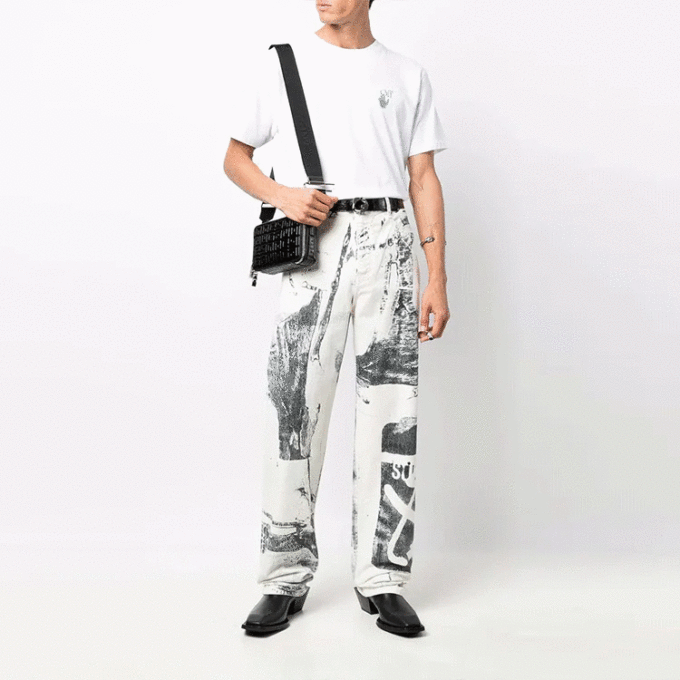 FW21 Logo Embroidered Alphabet Short Sleeve Ordinary Version White