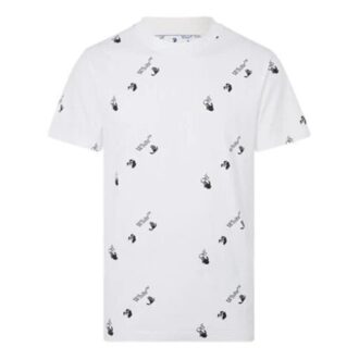 FW21 Logo Full Print Round Neck Short Sleeve Ordinary Version White