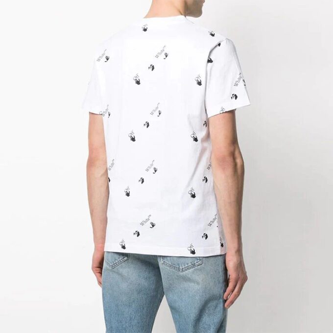 FW21 Logo Full Print Round Neck Short Sleeve Ordinary Version White