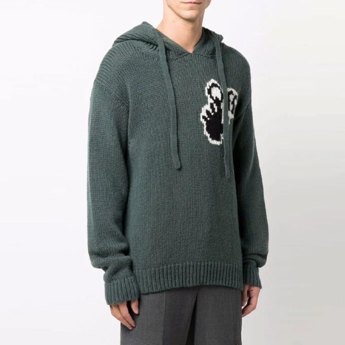 FW21 Logo Knit hooded Ordinary Version Green