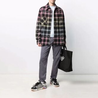FW21 Logo Pattern Plaid Long Sleeves Shirt Loose Fit