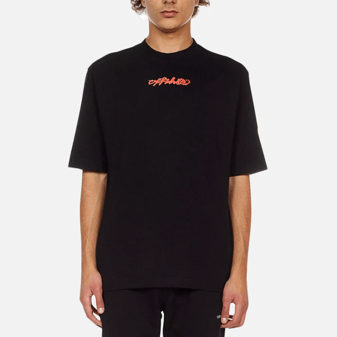 FW21 Logo Printing Arrow Pattern Round Neck Short Sleeve Ordinary Version Black