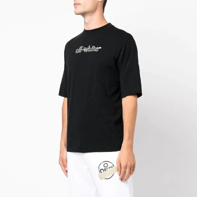 FW21 Logo Printing Round Neck Pullover Short Sleeve Loose Fit Black