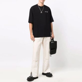 FW21 Logo Printing Round Neck Short Sleeve Ordinary Version Black