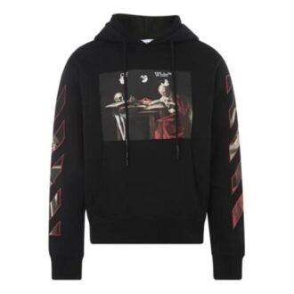 FW21 Painting Pattern Design hooded Long Sleeves Ordinary Version Black