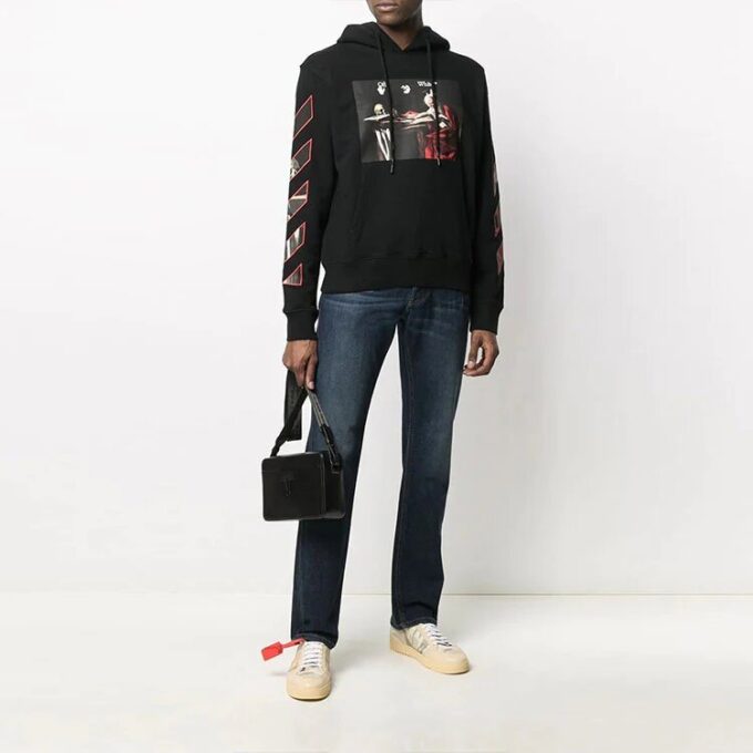 FW21 Painting Pattern Design hooded Long Sleeves Ordinary Version Black