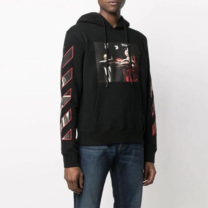 FW21 Painting Pattern Design hooded Long Sleeves Ordinary Version Black