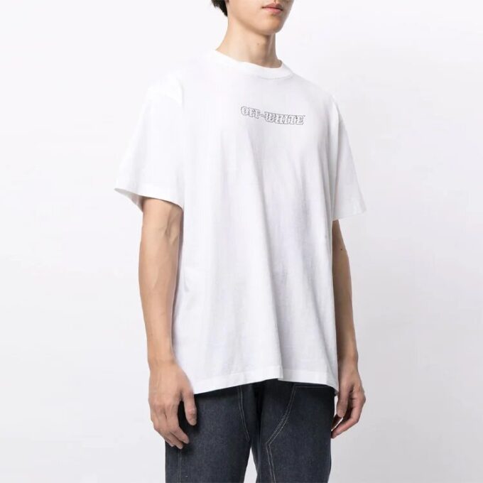 FW21 Painting Pattern Printing Round Neck Short Sleeve Loose Fit White