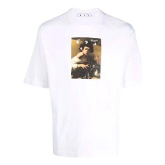 FW21 Pattern Alphabet Printing Round Neck Short Sleeve Loose Fit White