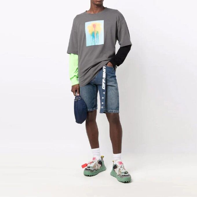 FW21 Pattern Printing Long Sleeves Gray T-Shirt