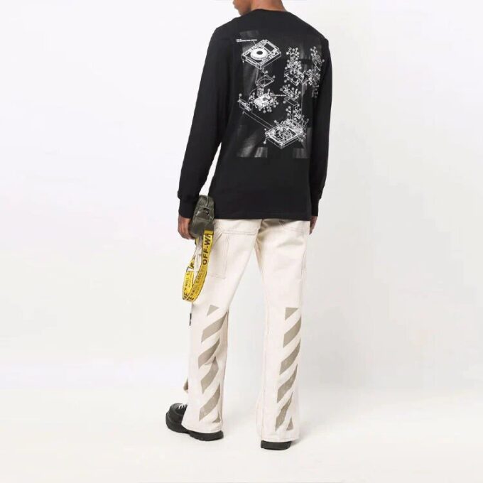 FW21 Pattern Printing Long Sleeves Round Neck Version Black