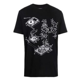 FW21 Pattern Printing Round Neck Short Sleeve Version Black
