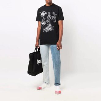 FW21 Pattern Printing Round Neck Short Sleeve Version Black