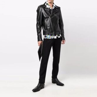 FW21 Pattern Printing Sleeve Zipper Jacket Slim Fit Version Black
