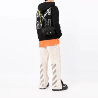 FW21 Pattern Printing Zipper Hooded Jacket Loose Fit Black