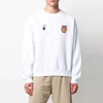 FW21 Pattern Round Neck Pullover Loose Fit White