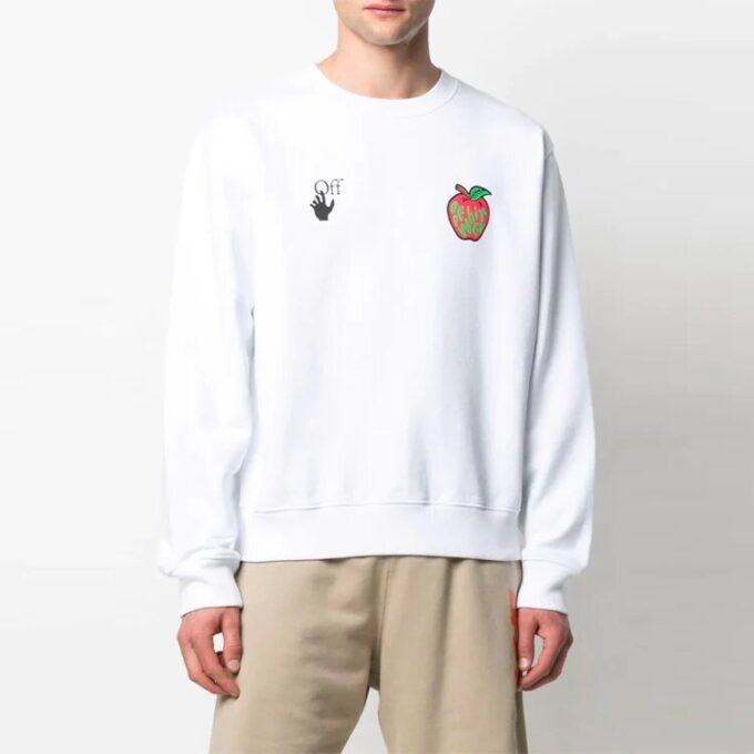 FW21 Pattern Round Neck Pullover Loose Fit White