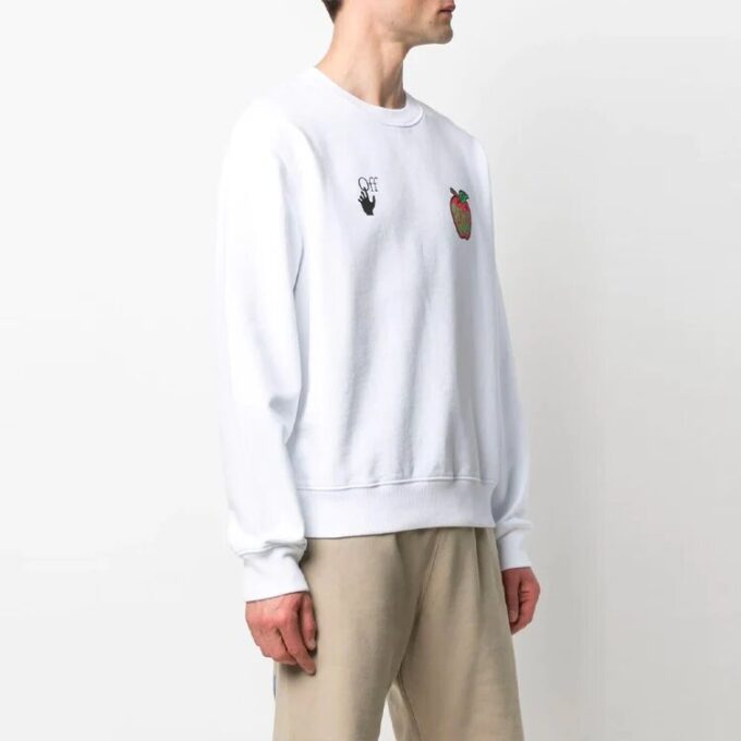 FW21 Pattern Round Neck Pullover Loose Fit White