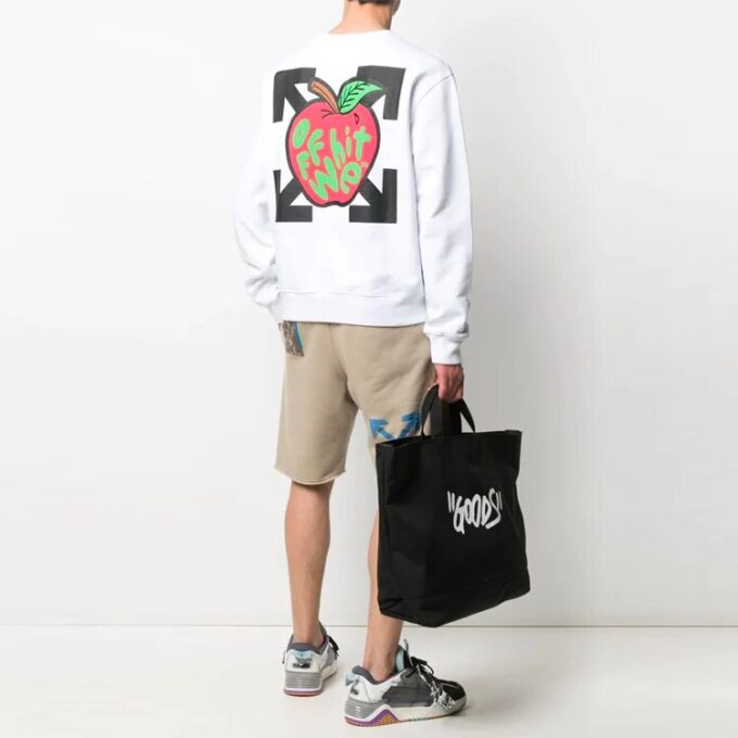 FW21 Pattern Round Neck Pullover Loose Fit White