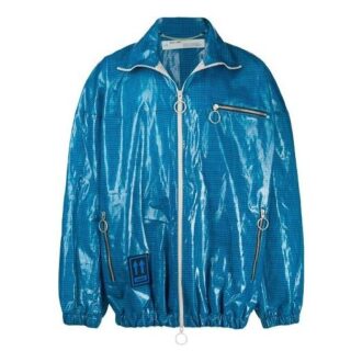 FW21 Plaid Bright Zipper Jacket Loose Fit Blue