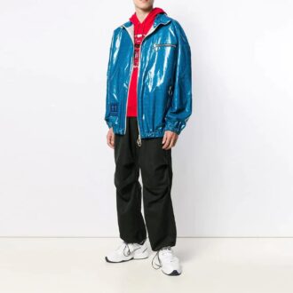 FW21 Plaid Bright Zipper Jacket Loose Fit Blue