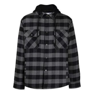 FW21 Plaid hooded Long Sleeves Shirt Loose Fit Black