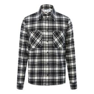 FW21 Plaid Large Arrow Printing Pattern Long Sleeves Shirt Version Black