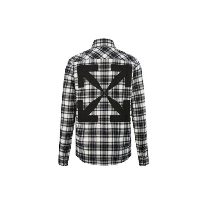 FW21 Plaid Large Arrow Printing Pattern Long Sleeves Shirt Version Black
