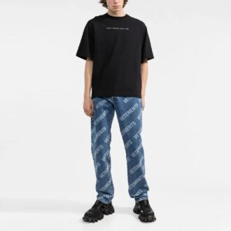 FW21 Round Neck Alphabet Printing Short Sleeve Loose Fit Black