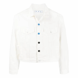 FW21 Solid Color Button Straight Denim Jacket Version White