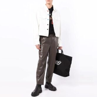 FW21 Solid Color Button Straight Denim Jacket Version White