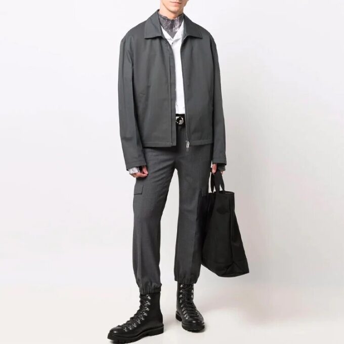 FW21 Zipper Solid Color lapel Jacket Version Gray