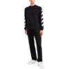 FW22 Arrow Stripe Printing Round Neck Pullover Long Sleeves Version Black