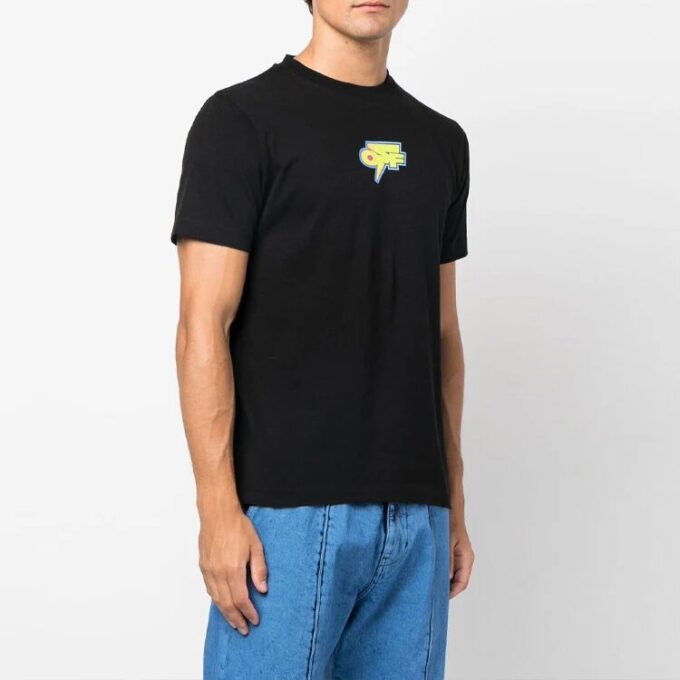 FW22 Back Logo Printing Round Neck Short Sleeve Slim Fit Version Black