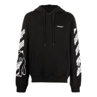 FW22 Logo Printing Drawstring hooded Long Sleeves Version Black