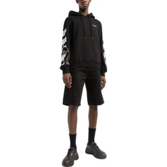 FW22 Logo Printing Drawstring hooded Long Sleeves Version Black