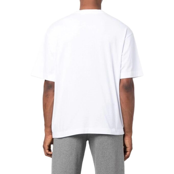 FW22 Solid Color Logo Embroidered Round Neck Short Sleeve Version White