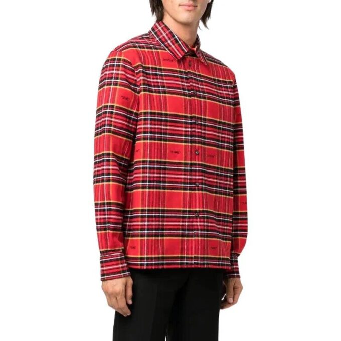 FW22 Stripe Lapel Long Sleeves Red Shirt