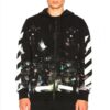 Galaxy Brush Graffiti Hooded Zip-up Fleece Men Black