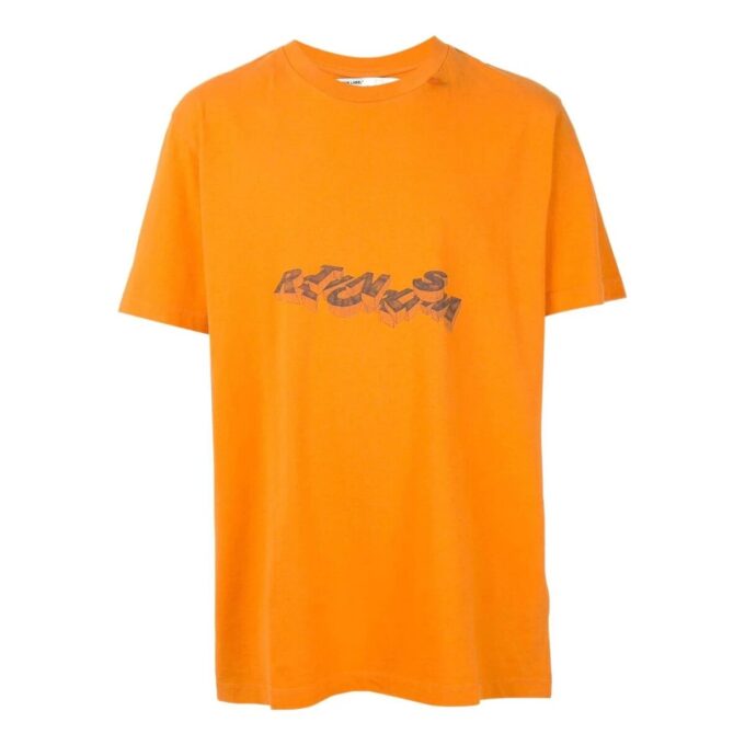 Geometry Arrow Logo Printing Round Neck Short Sleeve Orange