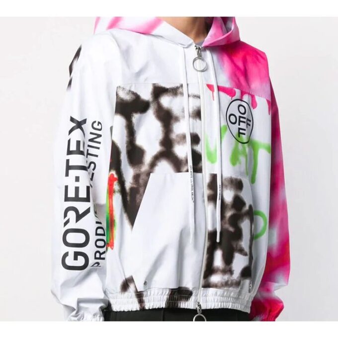 Goretex Graffiti Printing Hooded Jacket Men Multicolor