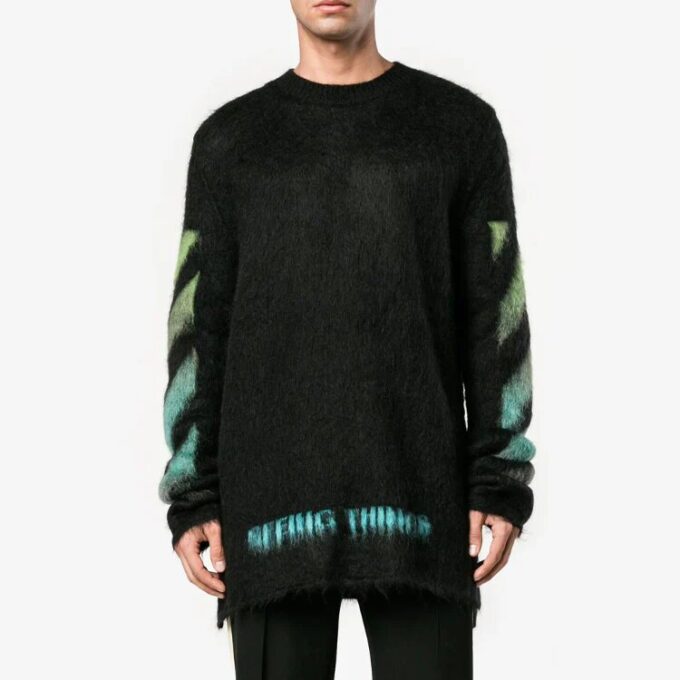 Gradient Alphabet Printing Loose Fit Blue Green